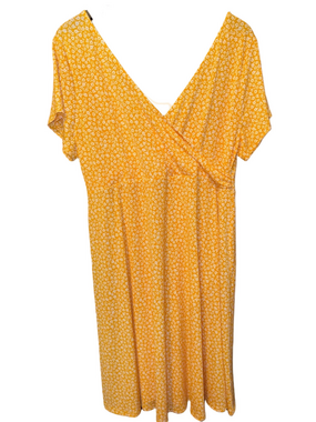 Kaileigh Yellow Floral Midi Wrap Dress